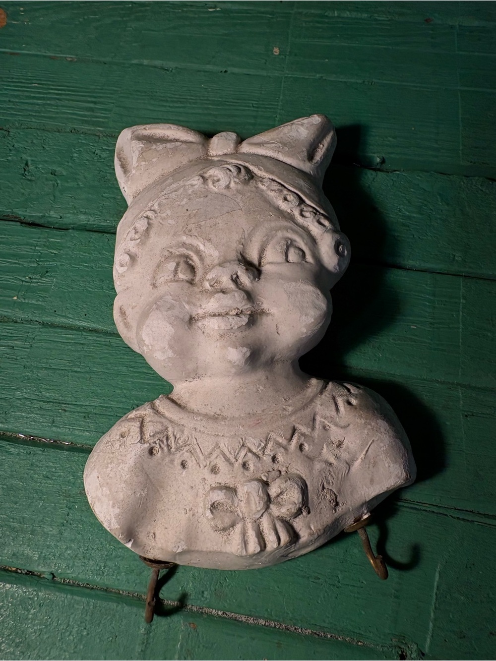 Vintage Miller Studio Girl With Bow C Chalkware Wall Hanger with Hooks